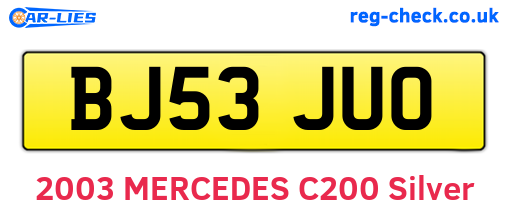 BJ53JUO are the vehicle registration plates.