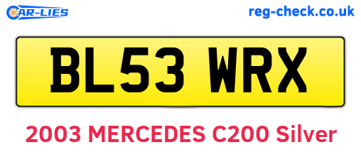 BL53WRX are the vehicle registration plates.