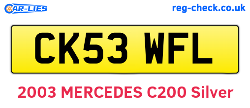 CK53WFL are the vehicle registration plates.