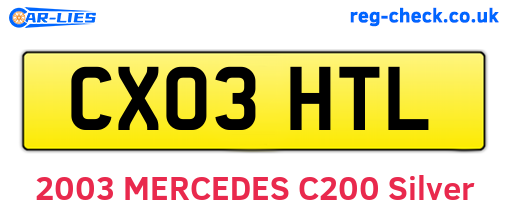 CX03HTL are the vehicle registration plates.