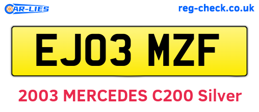 EJ03MZF are the vehicle registration plates.