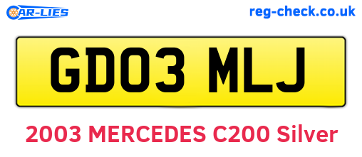 GD03MLJ are the vehicle registration plates.