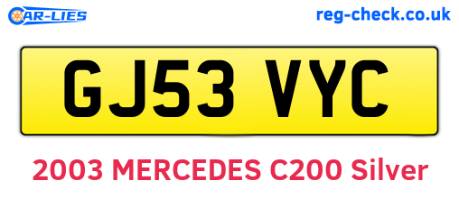 GJ53VYC are the vehicle registration plates.