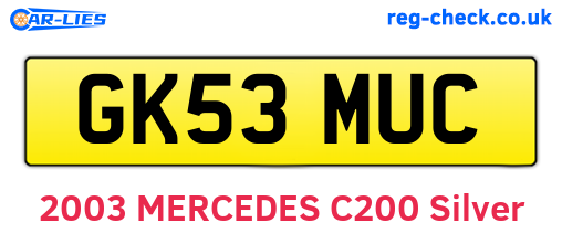 GK53MUC are the vehicle registration plates.
