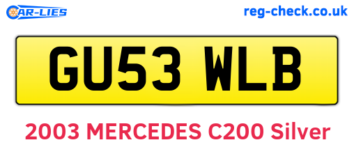 GU53WLB are the vehicle registration plates.