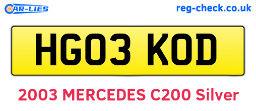 HG03KOD are the vehicle registration plates.