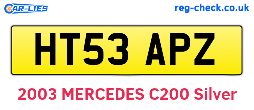 HT53APZ are the vehicle registration plates.