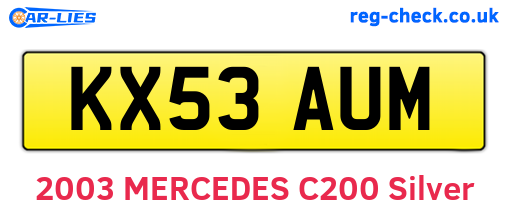 KX53AUM are the vehicle registration plates.