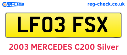 LF03FSX are the vehicle registration plates.