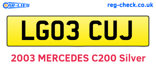 LG03CUJ are the vehicle registration plates.