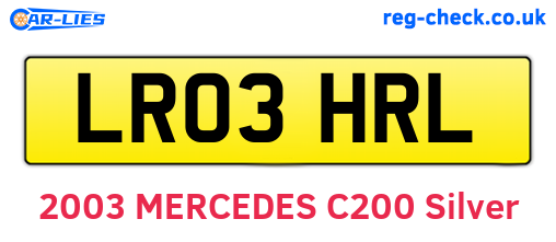 LR03HRL are the vehicle registration plates.