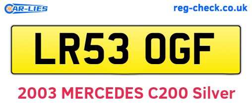 LR53OGF are the vehicle registration plates.