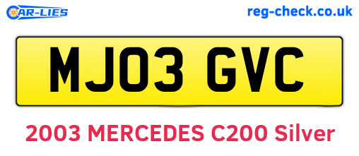 MJ03GVC are the vehicle registration plates.