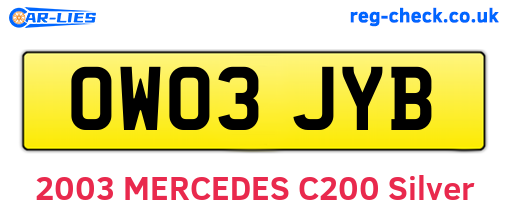 OW03JYB are the vehicle registration plates.