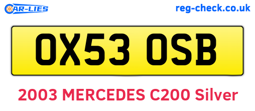 OX53OSB are the vehicle registration plates.