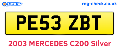 PE53ZBT are the vehicle registration plates.