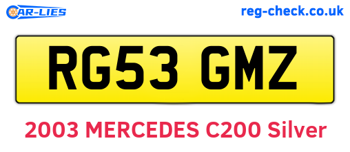 RG53GMZ are the vehicle registration plates.