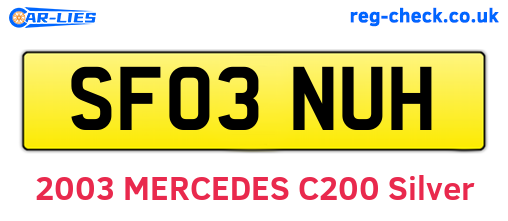 SF03NUH are the vehicle registration plates.