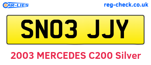 SN03JJY are the vehicle registration plates.