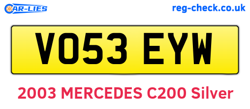VO53EYW are the vehicle registration plates.
