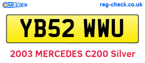 YB52WWU are the vehicle registration plates.