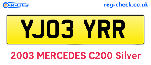 YJ03YRR are the vehicle registration plates.