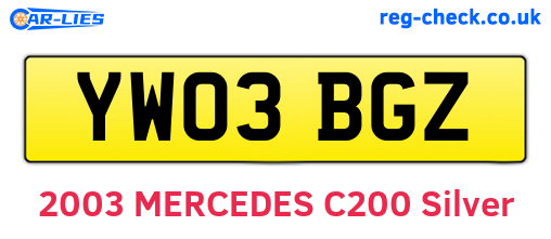 YW03BGZ are the vehicle registration plates.