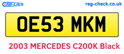 OE53MKM are the vehicle registration plates.