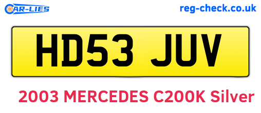 HD53JUV are the vehicle registration plates.