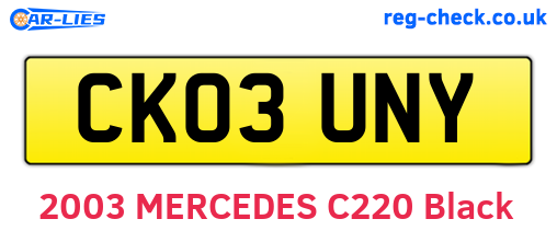 CK03UNY are the vehicle registration plates.