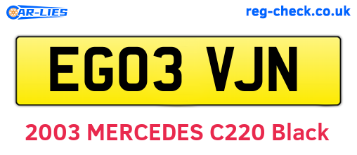 EG03VJN are the vehicle registration plates.