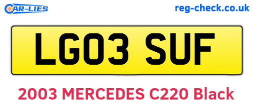 LG03SUF are the vehicle registration plates.