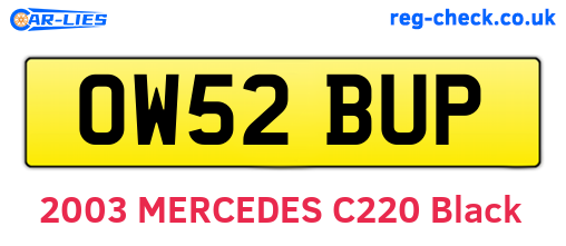 OW52BUP are the vehicle registration plates.
