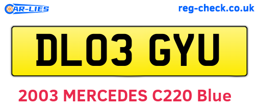 DL03GYU are the vehicle registration plates.