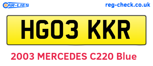 HG03KKR are the vehicle registration plates.