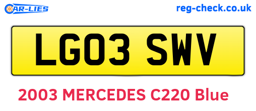 LG03SWV are the vehicle registration plates.