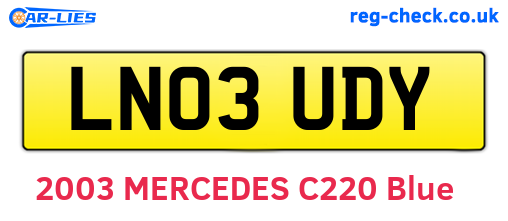 LN03UDY are the vehicle registration plates.