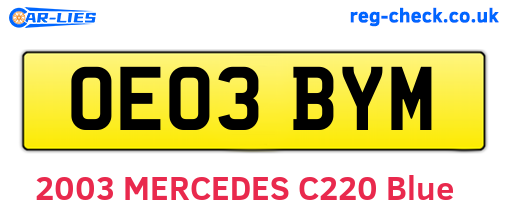 OE03BYM are the vehicle registration plates.