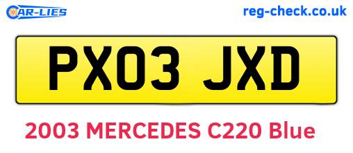 PX03JXD are the vehicle registration plates.