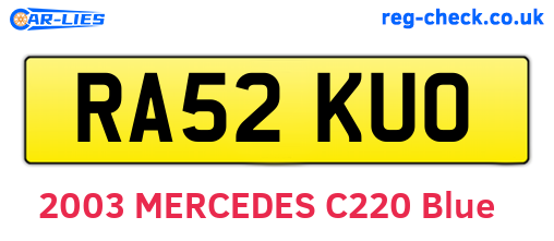 RA52KUO are the vehicle registration plates.