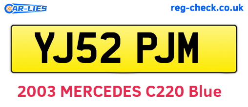 YJ52PJM are the vehicle registration plates.