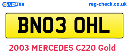 BN03OHL are the vehicle registration plates.