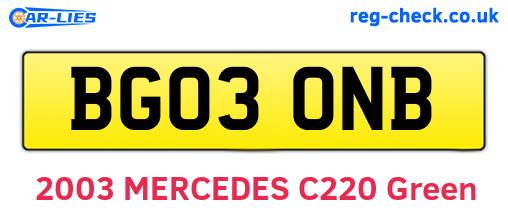 BG03ONB are the vehicle registration plates.
