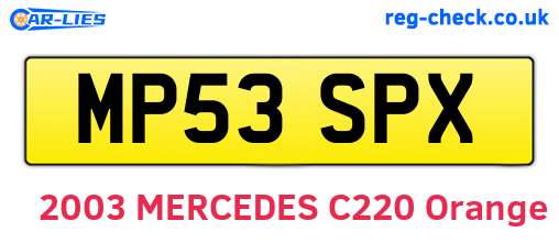 MP53SPX are the vehicle registration plates.