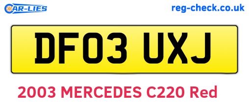 DF03UXJ are the vehicle registration plates.