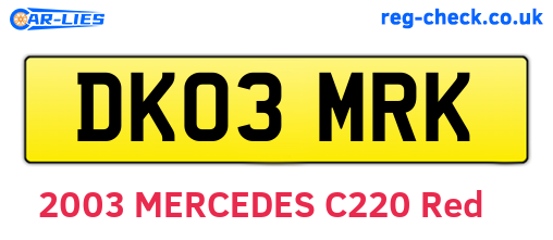 DK03MRK are the vehicle registration plates.
