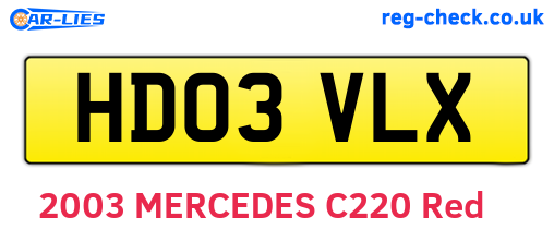 HD03VLX are the vehicle registration plates.