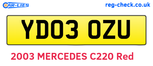 YD03OZU are the vehicle registration plates.