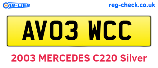 AV03WCC are the vehicle registration plates.