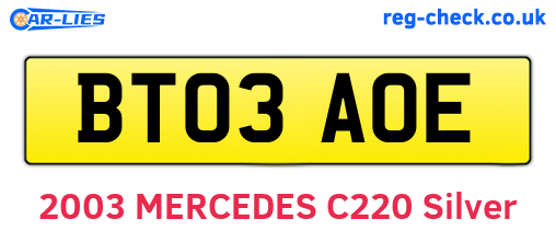 BT03AOE are the vehicle registration plates.